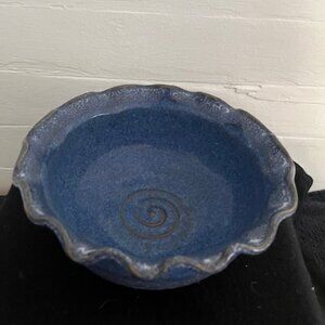 Vintage Blue Pottery Bowl Signed (Stokes)